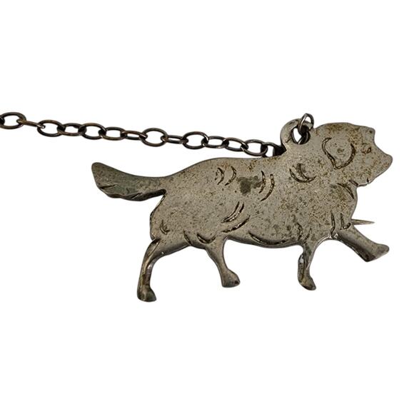 Art Deco Lady Walking Dog Brooch Lapel Pin Silver Tone Vogue Style 1920s Vintage - Picture 4 of 8